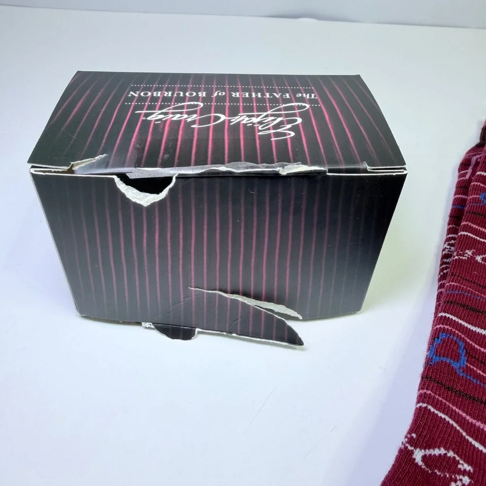 Elijah Craig The Father of Bourbon Maroon Novelty Dress Socks New in Damaged Box